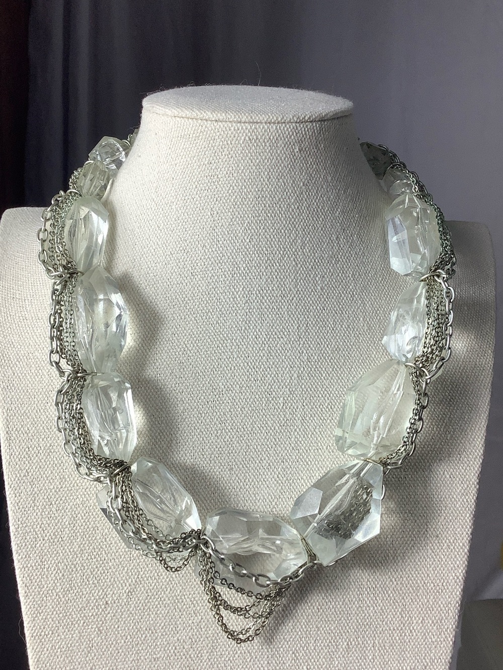 Elegant Clear Crystal Statement Necklace by